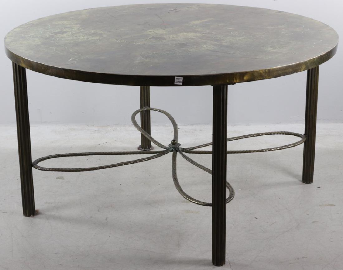 Philip and Kelvin Laverne Bronze Table: Philip and Kelvin Laverne signed bronze dining table, 29" H x 53" diameter. Provenance: Florida estate.