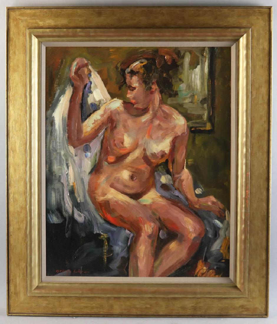 George Luks, Nude Woman, Oil on Canvas: George Benjamin Luks (American, 1867-1933), nude woman, oil on canvas, 25" x 20", frame 33" x 28". Provenance: estate of an important collector, Santa Barbara, California.