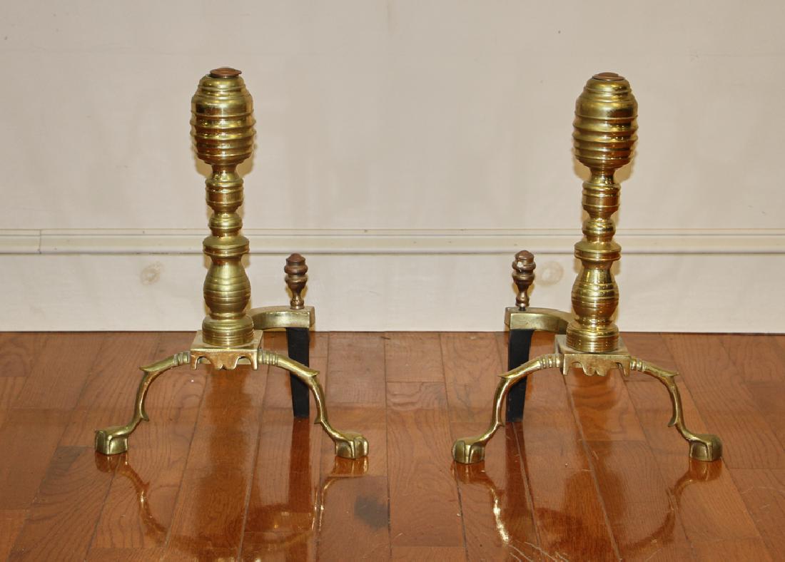 Pair of Chippendale Style Andirons: Pair of Chippendale-style andirons. Provenance: La Jolla, California estate.