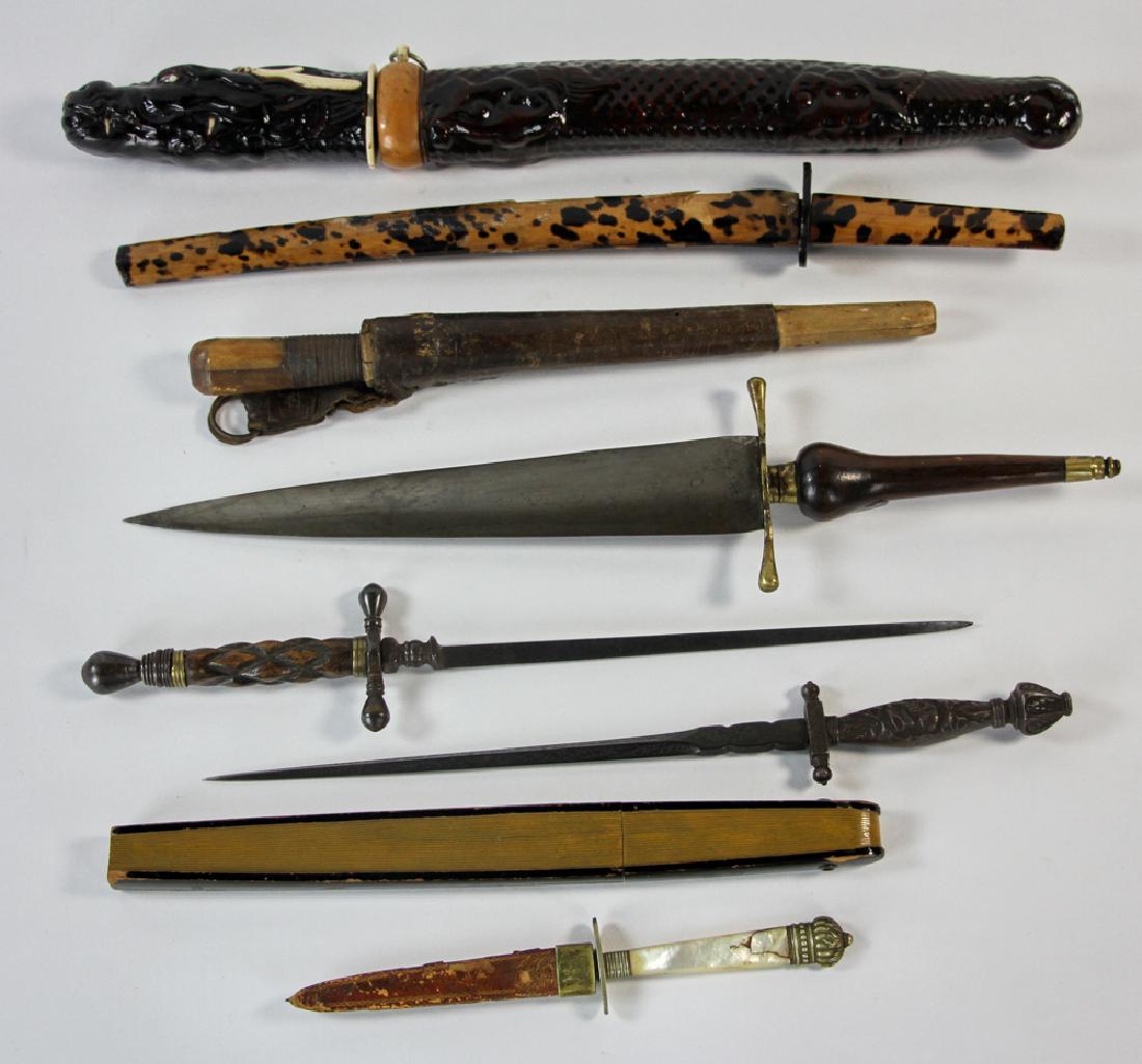 (8) 18th/19thC Krises with Bayonets: Group of eight (8) 18th-19th century krises with bayonets (blades), longest 18".