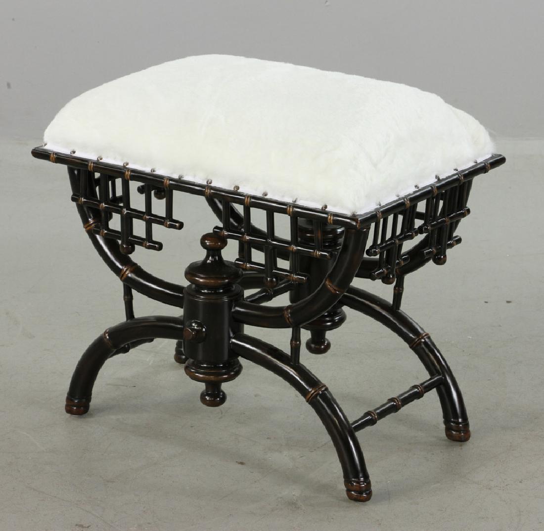 Victorian Bamboo Style Stool: Victorian bamboo-style stool, 22" H x 24" W x 16" D.