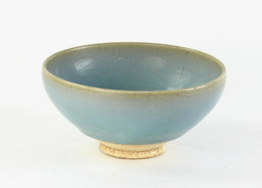Chinese Jin Yuan Style Light Blue Glazed Bowl: Chinese Ming Dynasty Jin Yuan-style light-blue glazed bowl, 3 1/2" H x 7 1/2" diameter. Provenance: Property from a Georgia collection.