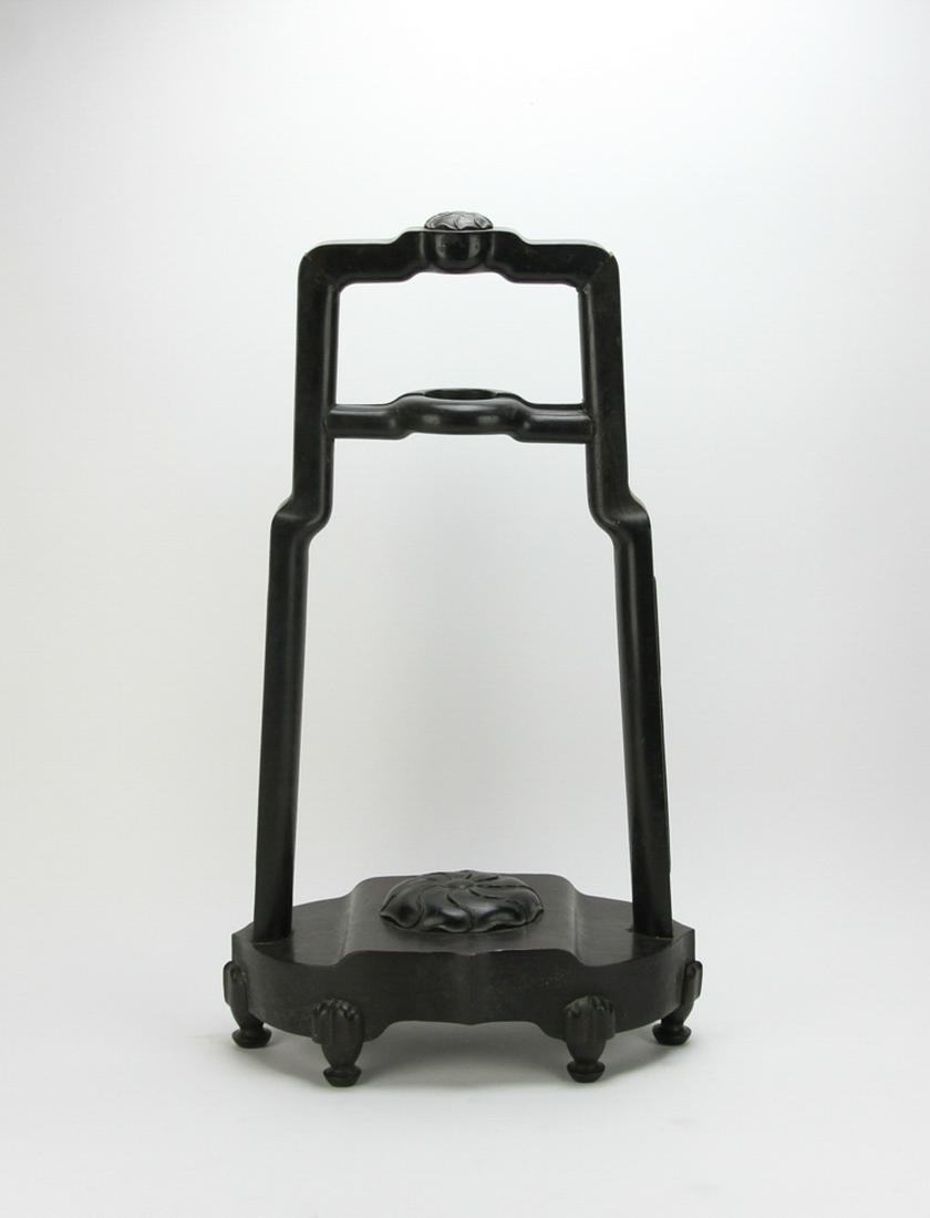 Chinese Hardwood Stand: Chinese hardwood stand, 24 1/2" H x 14" W x 7 3/4" D.