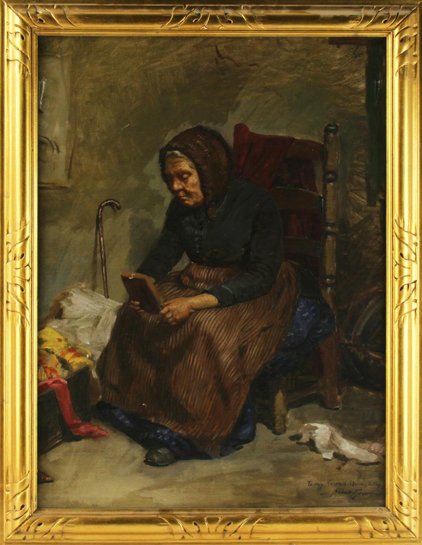 Graves, Grandmother, Oil on Canvas: Abbott Fuller Graves (1859-1936), grandmother, oil on canvas, signed L/R with inscription, 24" x 18", frame 27 1/2" x 21 1/2". Provenance: Andover, Massachusetts estate.
