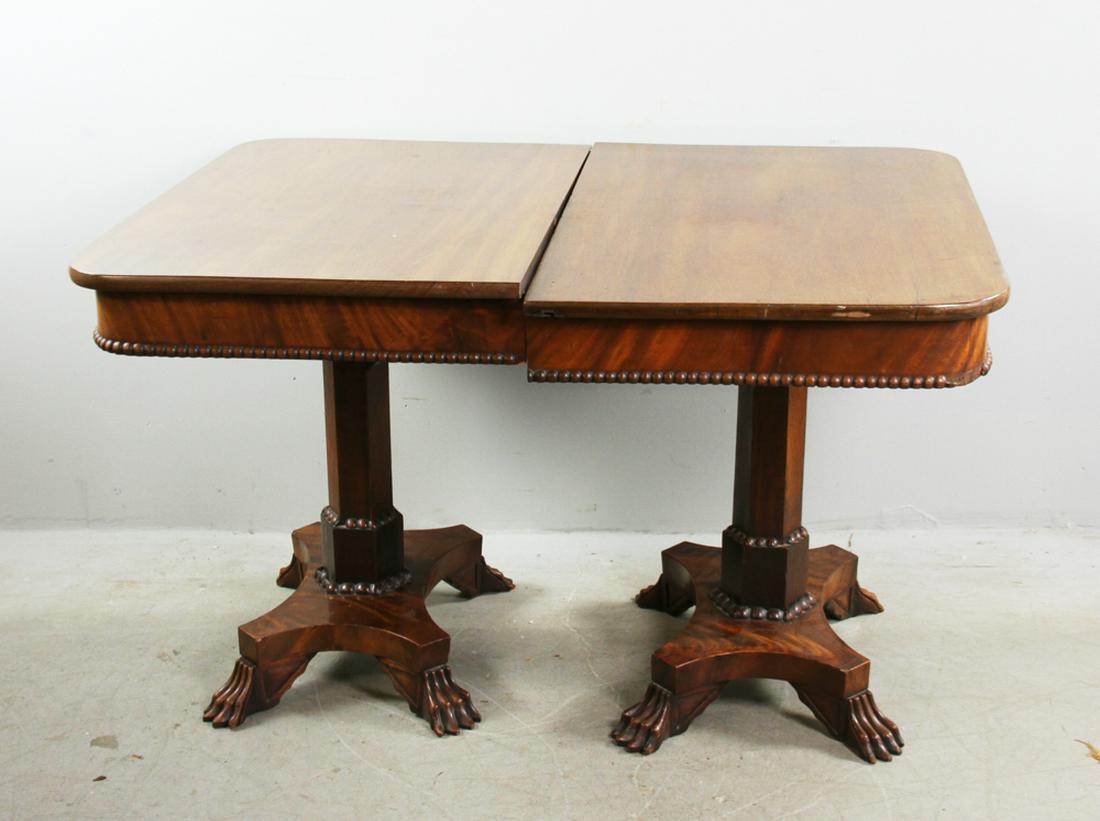 Pair of 19thC Classical Empire Mahogany Pier Tables: Pair of 19th century Classical Empire mahogany pier tables, 28 1/2" H x 36" L x 21 1/2" W. Provenance: West Palm Beach, Florida estate.
