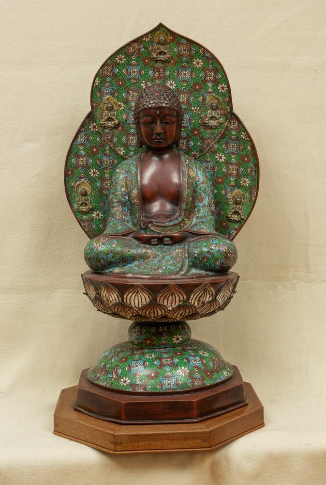 Japanese Meiji Cloisonne Bronze Buddha (1 of 5)