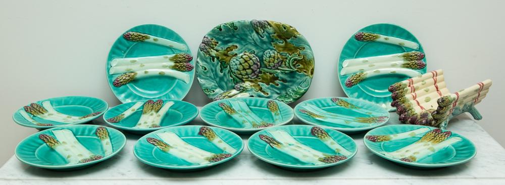 French Majolica Asparagus Serving Set (1 of 4)