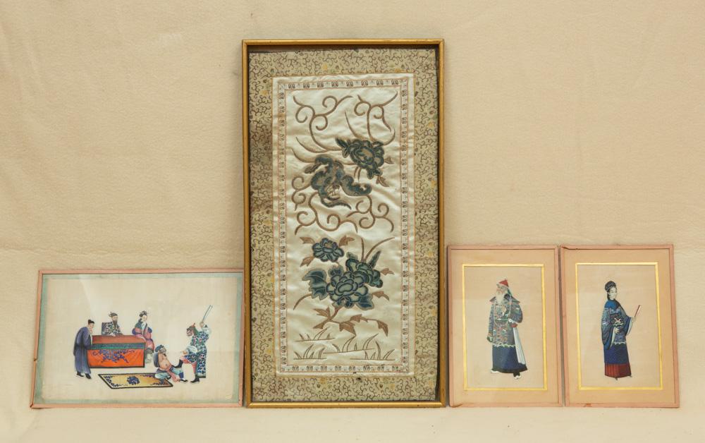 (4) Artworks, Chinese Paintings, Silkwork (1 of 2)