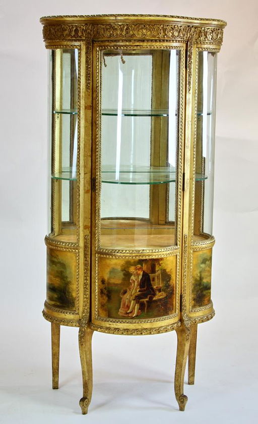 19thc French Giltwood Curved Glass Curio Cabinet Sep 21 2019