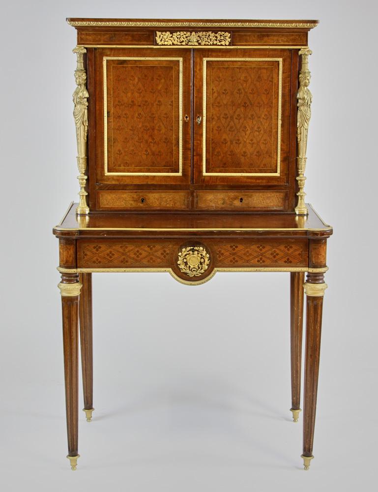 19thC French Marquetry Secretary Desk (1 of 9)