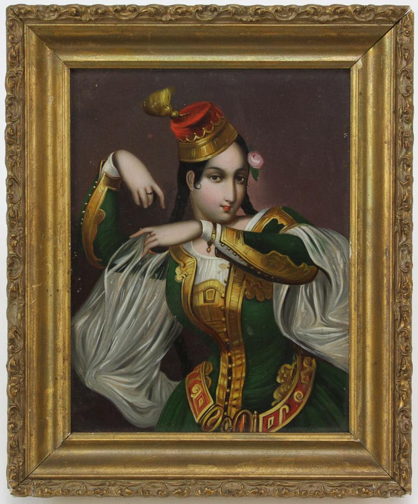 19thC Turkish Dancer Hand Painted on Panel (1 of 5)