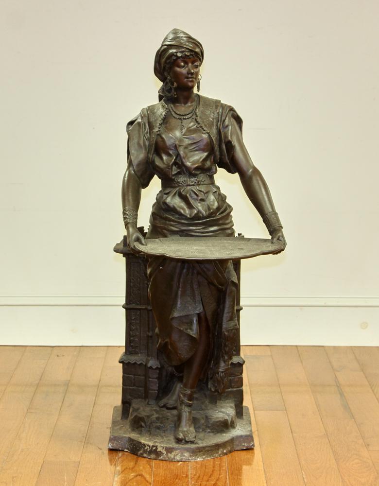 19thC Arab Girl Bronzed Metal Sculpture (1 of 6)