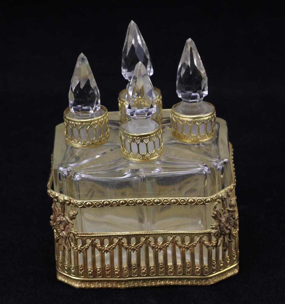 19th C French Perfume Bottles with Holder (1 of 4)