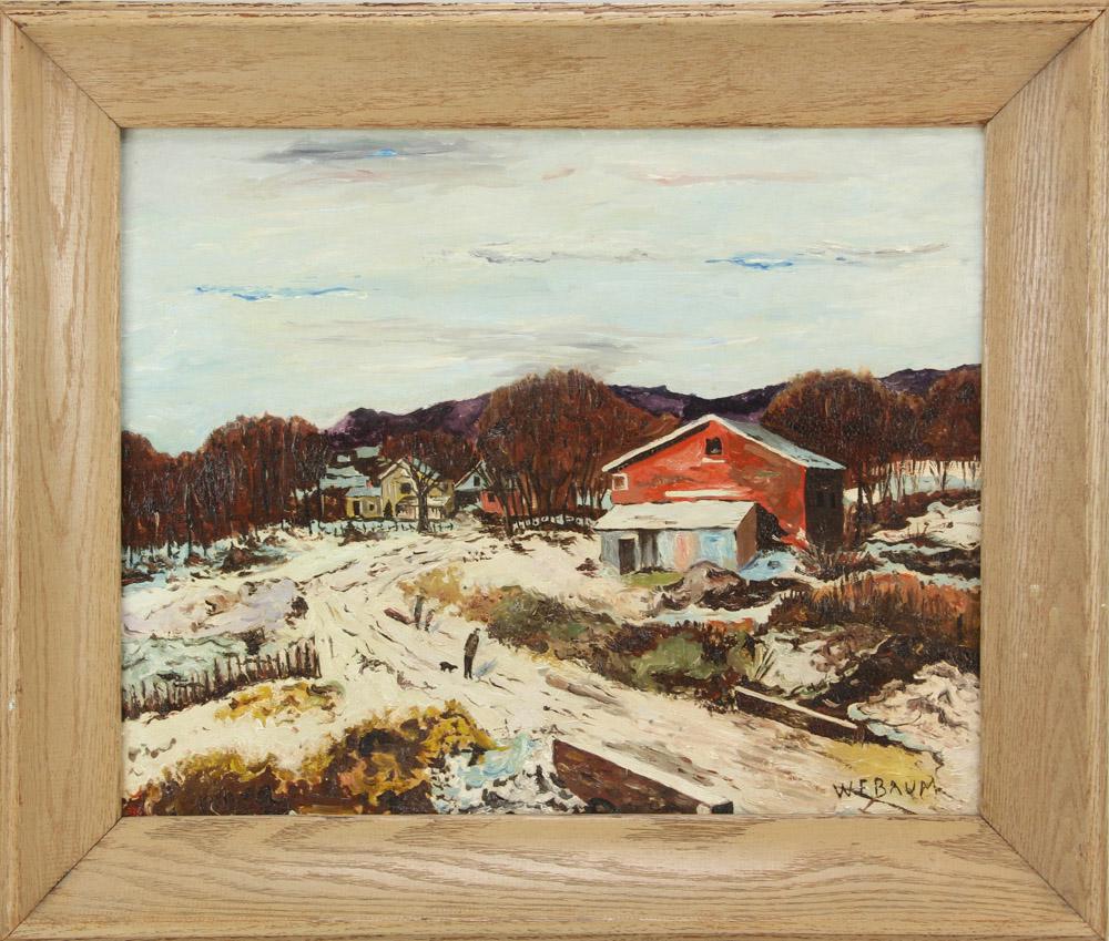 W. E. Baum, Winter Scene, Oil on Canvas Board (1 of 6)