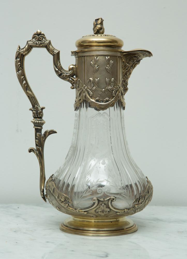 19th C French Silver and Cut Glass Decanter (1 of 3)