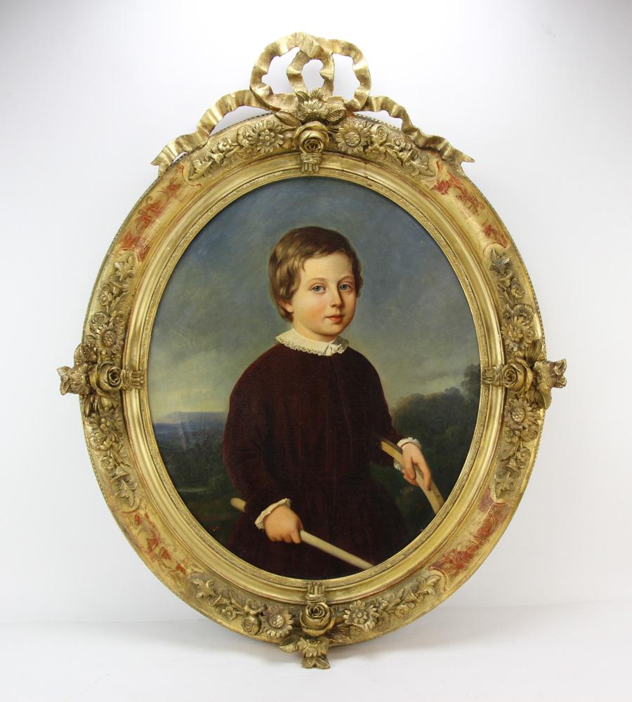 19thC American Portrait of Boy in Giltwood Frame (1 of 8)