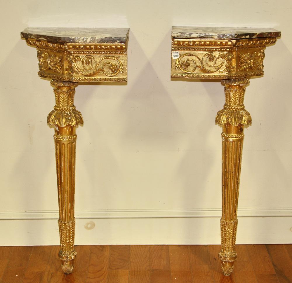 Pair of Louis XVI Marble Top Console Tables (1 of 4)