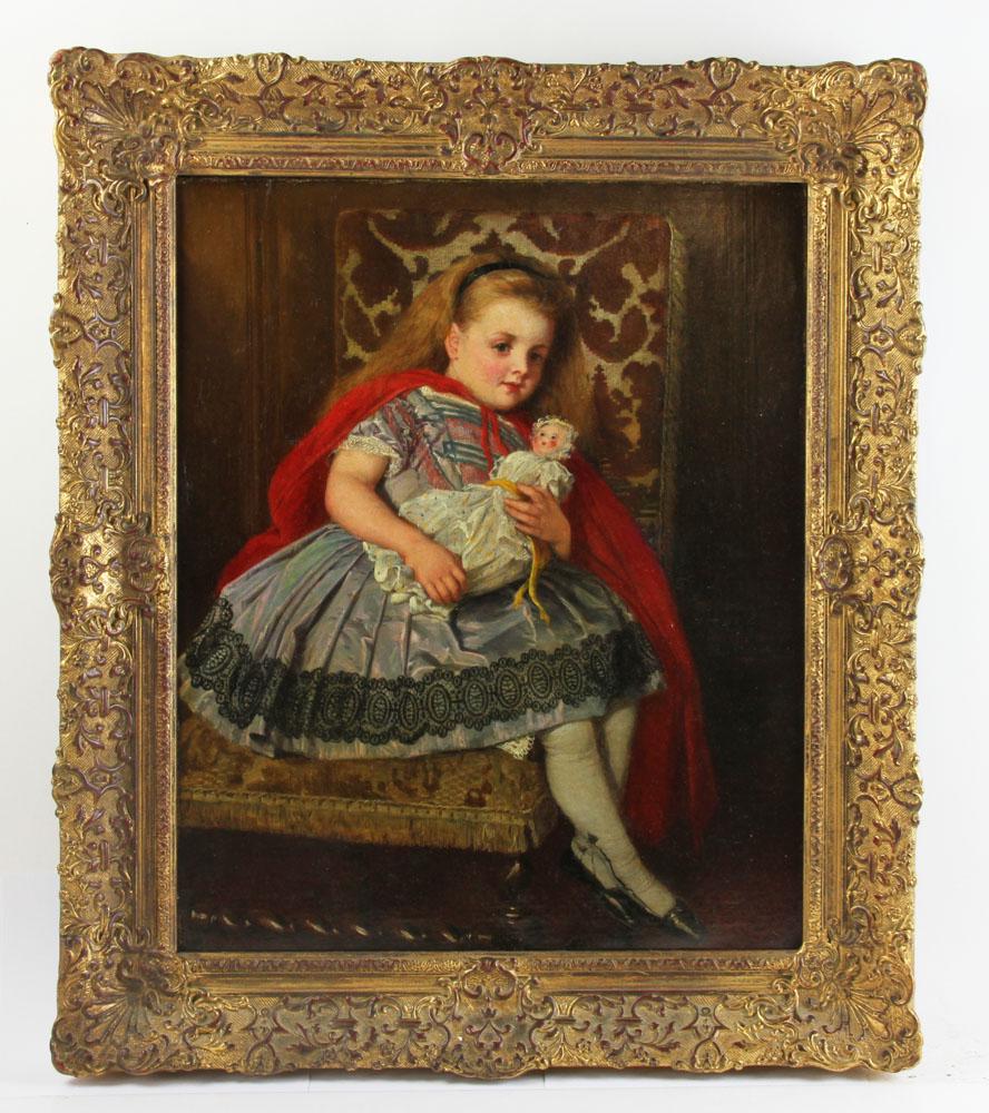 Oliver Signed, Child Holding Doll, Oil on Canvas (1 of 10)