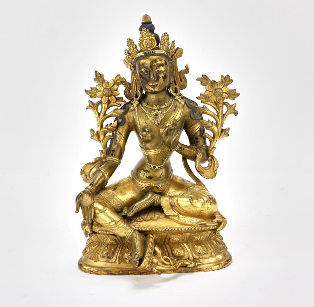 Sino Tibetan Gilt Bronze Buddha Figure (1 of 4)
