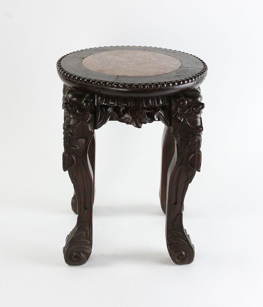 19thC Chinese Marble Top Tabouret Table (1 of 4)