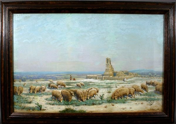 SIGNED H.I. MARLATT, PRAIRIE SCENE, PASTEL, 1892