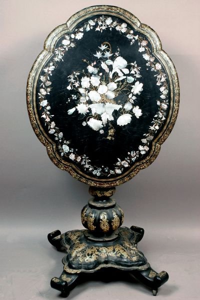 Victorian Tilt-Top Table with Mother-of-Pearl In - 2