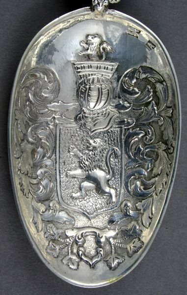 19th C. Dutch Silver Repousse Serving Spoon - 3