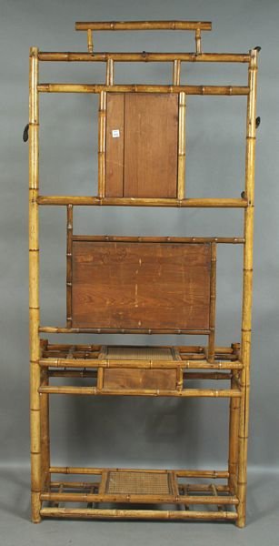 19th C. Bamboo Hall Rack, 79"h. x 35"l. x 12"d. - 2