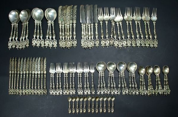 Set of Late 19th C. Austrian Silver Flatware.