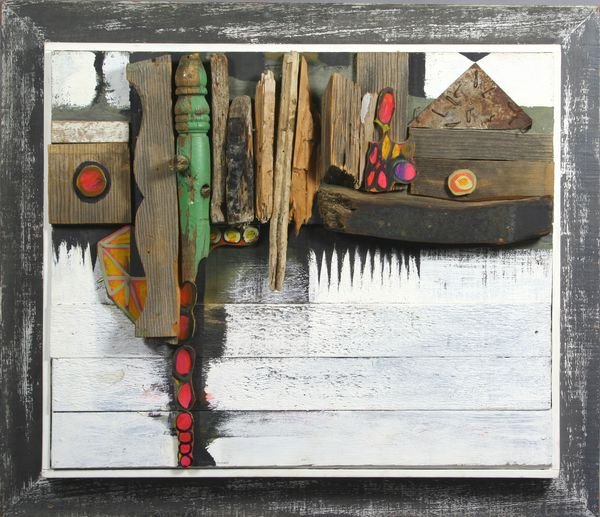 20th Century Folk Art Wood Carving Wall Collage