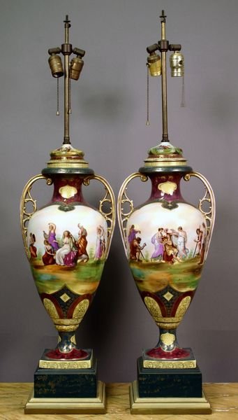 Pair of 19th Century Continental Transfer Decorat