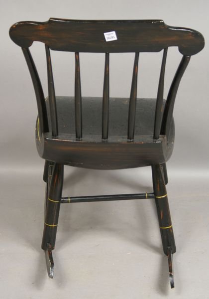 19th C. Country Paint-Decorated Child's Rocker. - 2