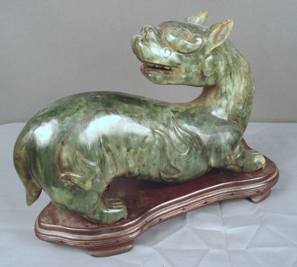 19th/20th C. Chinese Jade Carved Foodog - 2