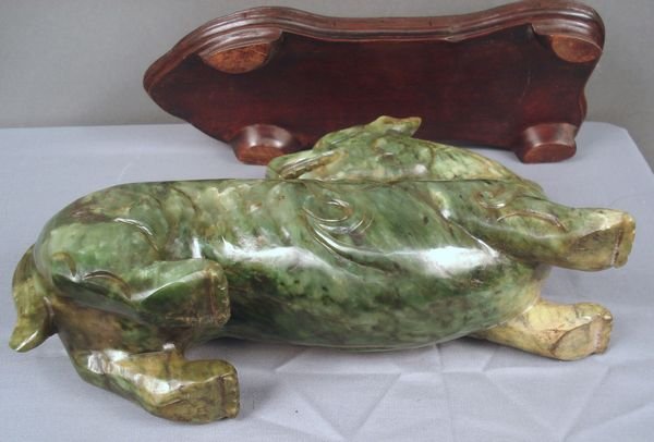 19th/20th C. Chinese Jade Carved Foodog - 3