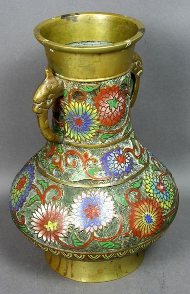 20th Century Japanese Champleve Bronze Vase