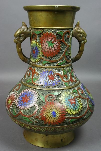 20th Century Japanese Champleve Bronze Vase - 3