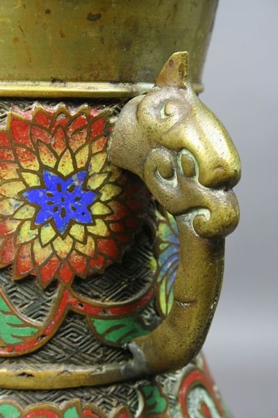 20th Century Japanese Champleve Bronze Vase - 4