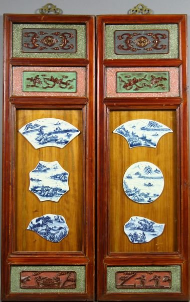 Pair of 19th/20th C. Chinese Carved Wood Panels.