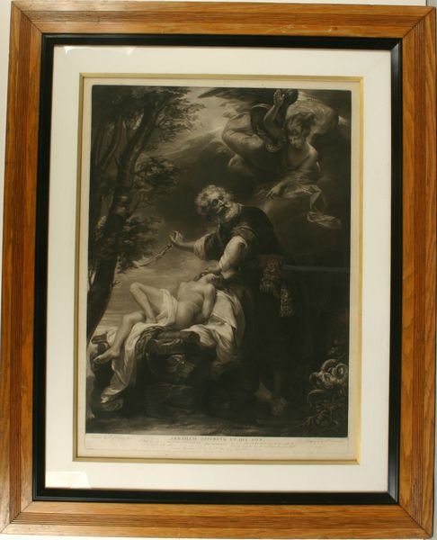 COPLEY,ABRAHAM OFFERING SON,MEZZOTINT,C.1797: Artist: John Singleton Copley, Title: Abraham Offering Up His Son, Printmaker: Robert Dunkarton, Pub: John Singleton Copley, Date: C.1797, Medium: Mezzotint, Sight size: 28 1/2 x 20 1/2, Inscribed: Ar
