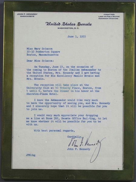 John F. Kennedy Autographed Letter. - 2
