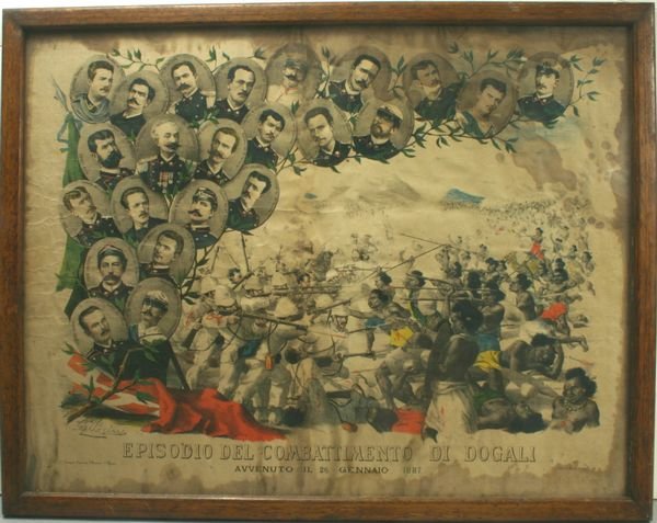 ITALIAN BATTLE AT DOGALI, CHROMOLITHO, C.1888