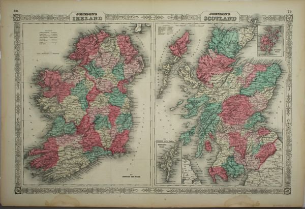 19th C. Hand-Colored Lithograph Map