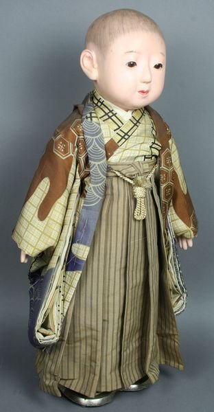 Pair of Japanese Dolls, Authentic Dress from Silk - 2