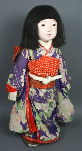 Pair of Japanese Dolls, Authentic Dress from Silk - 4