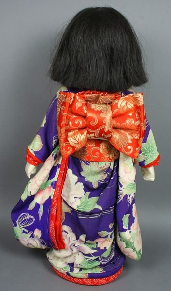 Pair of Japanese Dolls, Authentic Dress from Silk - 5