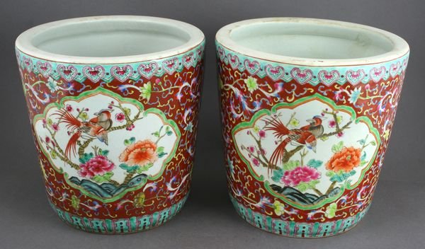 20th C. Pair of Chinese Decorated Cache Pot.