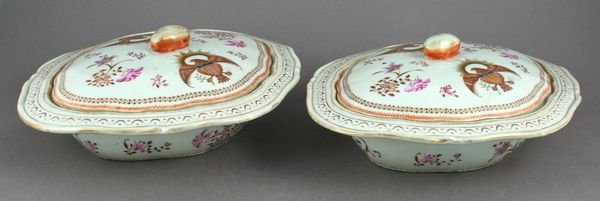 20th C. Chinese Porcelain Armorial Covered Bowls