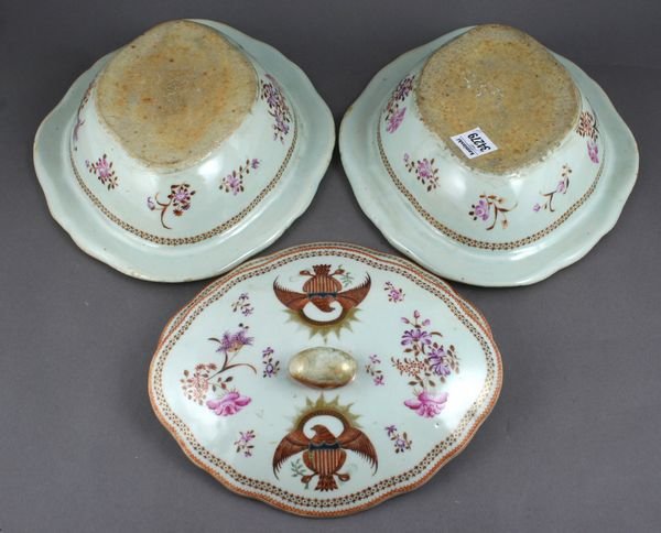 20th C. Chinese Porcelain Armorial Covered Bowls - 2