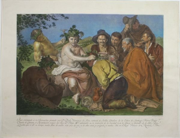 19th C. Hand-Colored Engraving of Revelers