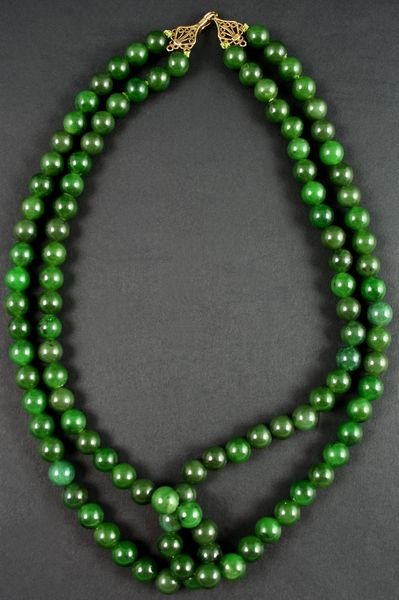 20th C. Jade Bead Necklace.